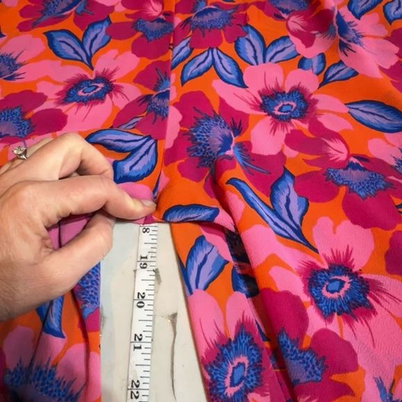 NWT Rose + Olive Women's Floral High Waist Crop Wide Leg Pants Blue Pink Size 3X - Picture 12 of 14